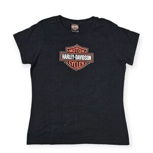 Harley-Davidson‎ Ohio Black and Orange Short Sleeve Tee Shirt Women's Size XL
